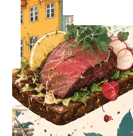 Smørrebrød z wołowiną i rzodkiewką